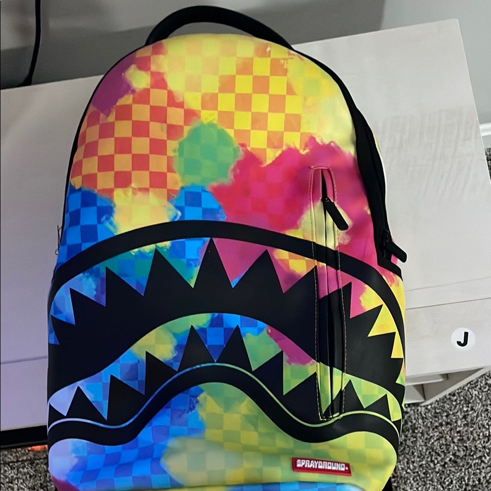 Sprayground Multicolor Checkered Shark Backpack